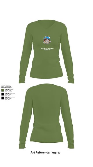 Womens Long Sleeve Vneck Shirt 1, Detachment 1, 3rd Combat Weather Sqd, Air Force, Teamtime, Team time, sublimation, custom sports apparel, team uniforms, spirit wear, spiritwear, sports uniforms, custom shirts, team store, custom team store, fundraiser sports, apparel fundraiser