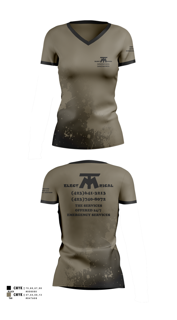 Womens Short Sleeve Vneck Shirt, MT ELECTRICAL SERVICES, , Teamtime, Team time, sublimation, custom sports apparel, team uniforms, spirit wear, spiritwear, sports uniforms, custom shirts, team store, custom team store, fundraiser sports, apparel fundraiser