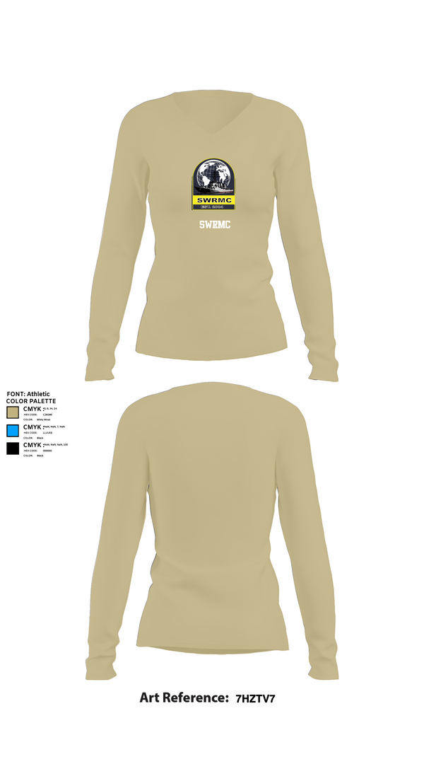Womens Long Sleeve Vneck Shirt 1, Swrmc, Navy, Teamtime, Team time, sublimation, custom sports apparel, team uniforms, spirit wear, spiritwear, sports uniforms, custom shirts, team store, custom team store, fundraiser sports, apparel fundraiser