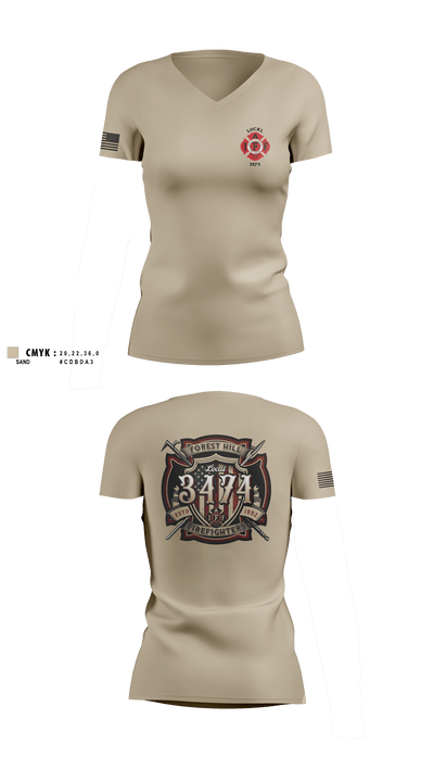 Local 3474 65707926 Women's Short Sleeve V-neck Shirt - 1