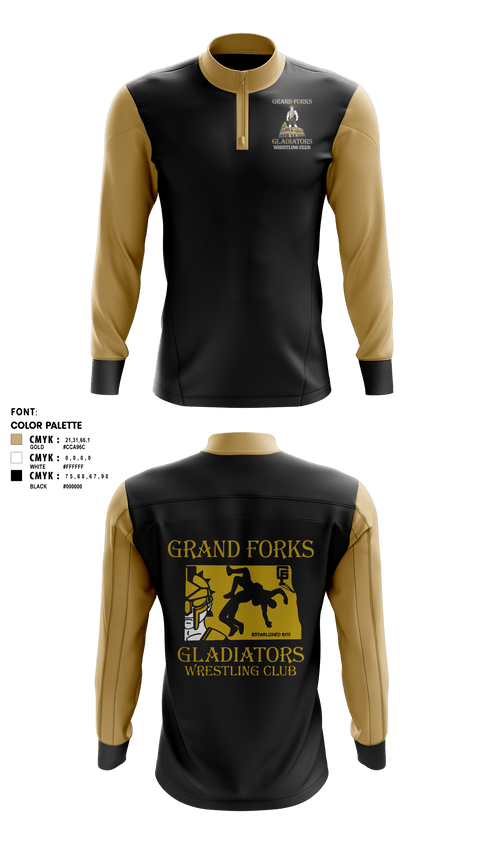 Quarter Zip Jacket, Gladiators Wrestling Club, Wrestling, Teamtime, Team time, sublimation, custom sports apparel, team uniforms, spirit wear, spiritwear, sports uniforms, custom shirts, team store, custom team store, fundraiser sports, apparel fundraiser
