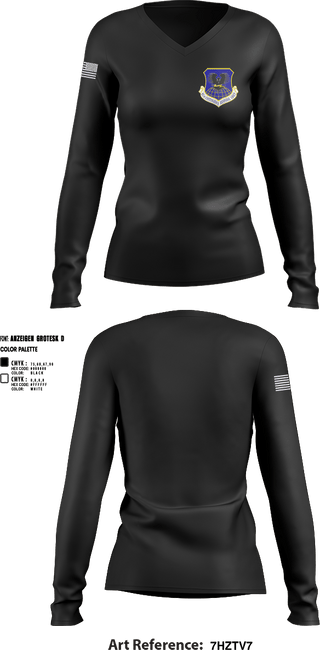 Womens Long Sleeve Vneck Shirt, 821 CRG, Air Force, Teamtime, Team time, sublimation, custom sports apparel, team uniforms, spirit wear, spiritwear, sports uniforms, custom shirts, team store, custom team store, fundraiser sports, apparel fundraiser