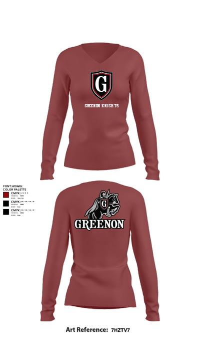 Greenon Knights 17208491 Women's Long Sleeve V-neck Shirt - 15