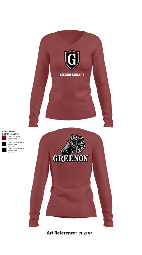 Womens Long Sleeve Vneck Shirt, Greenon Knights, Women's Volleyball, Teamtime, Team time, sublimation, custom sports apparel, team uniforms, spirit wear, spiritwear, sports uniforms, custom shirts, team store, custom team store, fundraiser sports, apparel fundraiser