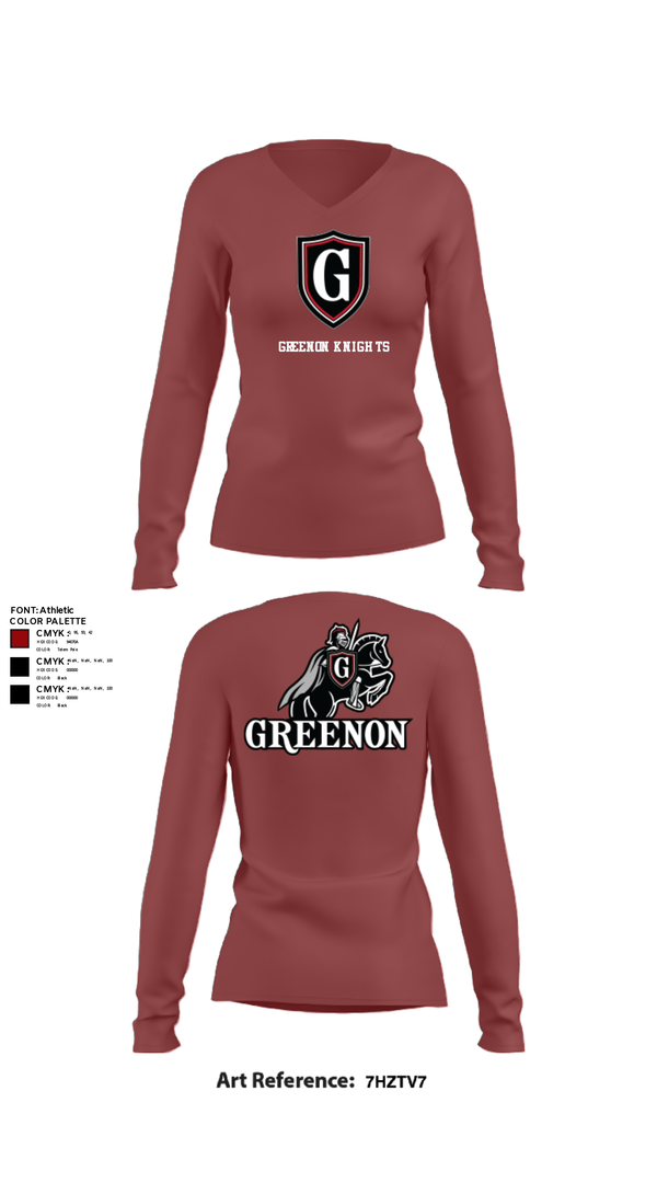Womens Long Sleeve Vneck Shirt, Greenon Knights, Women's Volleyball, Teamtime, Team time, sublimation, custom sports apparel, team uniforms, spirit wear, spiritwear, sports uniforms, custom shirts, team store, custom team store, fundraiser sports, apparel fundraiser