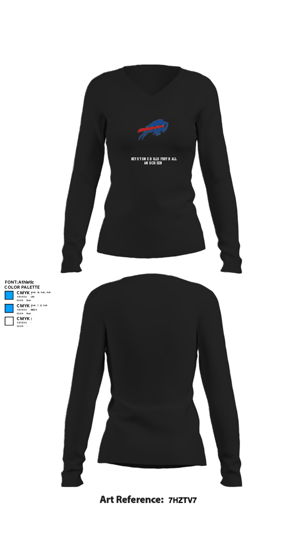 Women's Long Sleeve Vneck Shirt, Keystone Bills Football and Cheer, Football, Teamtime, Team time, sublimation, custom sports apparel, team uniforms, spirit wear, spiritwear, sports uniforms, custom shirts, team store, custom team store, fundraiser sports, apparel fundraiser