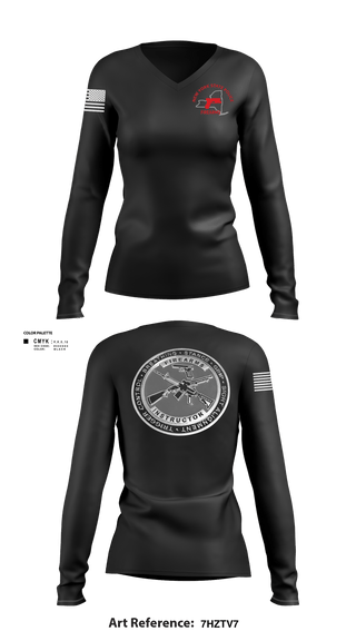 Women's Long Sleeve Vneck Shirt, Firearms and Tactics training, Police, Teamtime, Team time, sublimation, custom sports apparel, team uniforms, spirit wear, spiritwear, sports uniforms, custom shirts, team store, custom team store, fundraiser sports, apparel fundraiser