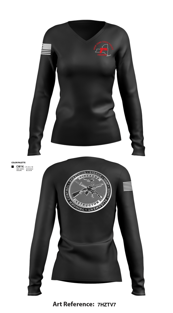 Women's Long Sleeve Vneck Shirt, Firearms and Tactics training, Police, Teamtime, Team time, sublimation, custom sports apparel, team uniforms, spirit wear, spiritwear, sports uniforms, custom shirts, team store, custom team store, fundraiser sports, apparel fundraiser