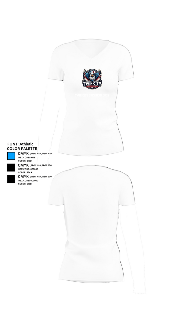 Womens Short Sleeve Vneck Shirt, Twin City Overhead Door, , Teamtime, Team time, sublimation, custom sports apparel, team uniforms, spirit wear, spiritwear, sports uniforms, custom shirts, team store, custom team store, fundraiser sports, apparel fundraiser