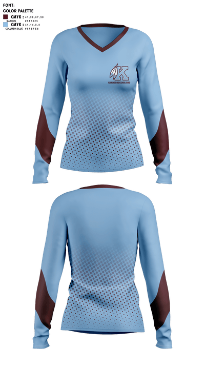 Kankakee High School Band 16821131 Women's Long Sleeve V-neck Shirt - 2