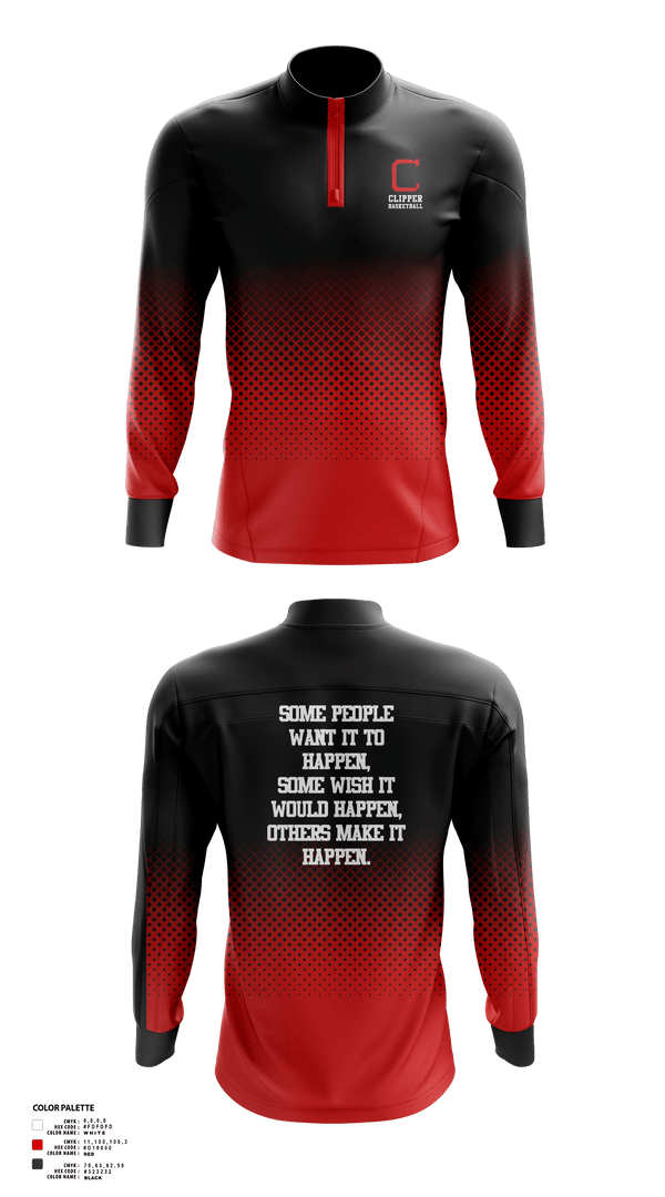 Quarter Zip Jacket, Columbiana High School Basketball, Men's Basketball, Teamtime, Team time, sublimation, custom sports apparel, team uniforms, spirit wear, spiritwear, sports uniforms, custom shirts, team store, custom team store, fundraiser sports, apparel fundraiser