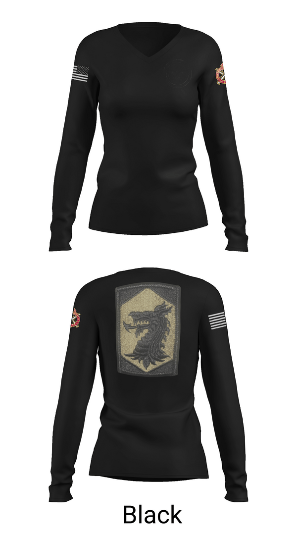 Womens Long Sleeve Vneck Shirt, 445 Chemical Company, National Guard, Teamtime, Team time, sublimation, custom sports apparel, team uniforms, spirit wear, spiritwear, sports uniforms, custom shirts, team store, custom team store, fundraiser sports, apparel fundraiser