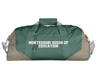 Duffle Bag, Montessori Seeds Of Education, Spirit Store, Teamtime, Team time, sublimation, custom sports apparel, team uniforms, spirit wear, spiritwear, sports uniforms, custom shirts, team store, custom team store, fundraiser sports, apparel fundraiser