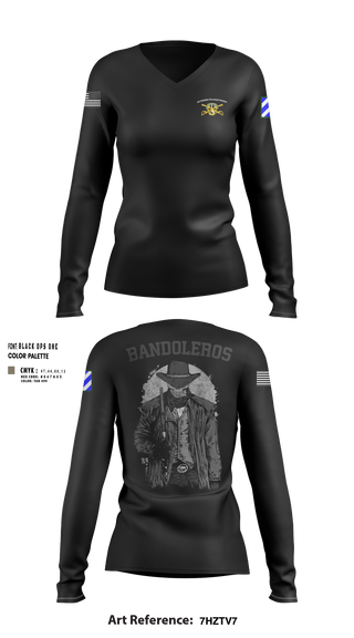 Womens Long Sleeve Vneck Shirt, Bandoleros, , Teamtime, Team time, sublimation, custom sports apparel, team uniforms, spirit wear, spiritwear, sports uniforms, custom shirts, team store, custom team store, fundraiser sports, apparel fundraiser