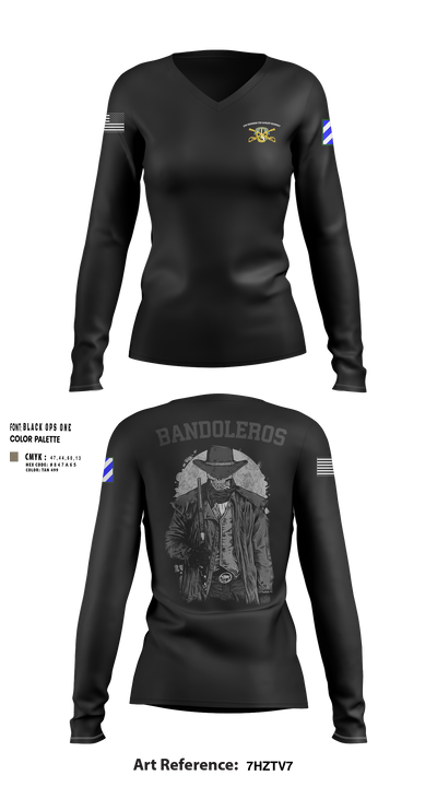 Bandoleros 86621412 Women's Long Sleeve V-neck Shirt - 4
