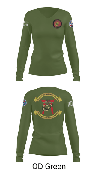 Women's Long Sleeve Vneck Shirt, MCIPAC, Marines, Teamtime, Team time, sublimation, custom sports apparel, team uniforms, spirit wear, spiritwear, sports uniforms, custom shirts, team store, custom team store, fundraiser sports, apparel fundraiser