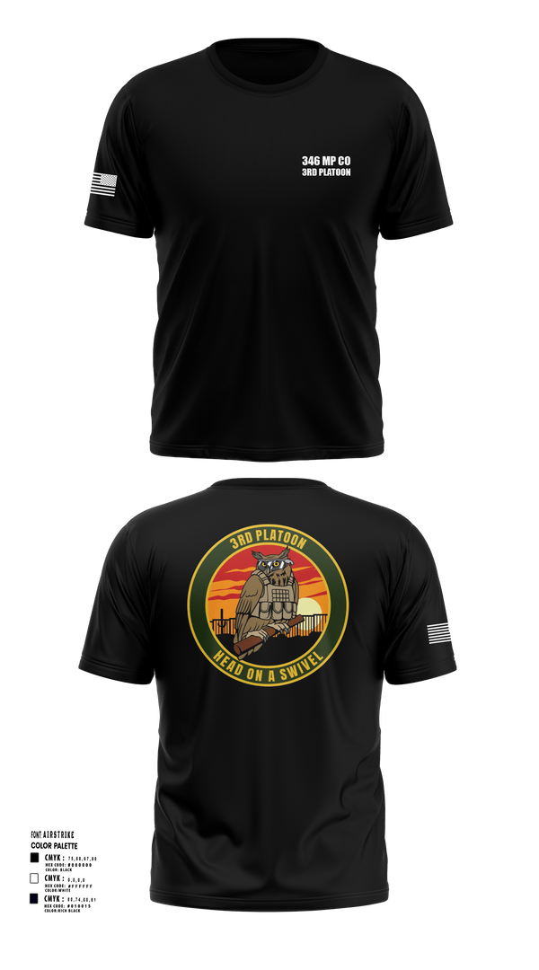 Old School Cotton Feel Shirt, 346 MP CO 3rd Platoon, Army, Teamtime, Team time, sublimation, custom sports apparel, team uniforms, spirit wear, spiritwear, sports uniforms, custom shirts, team store, custom team store, fundraiser sports, apparel fundraiser