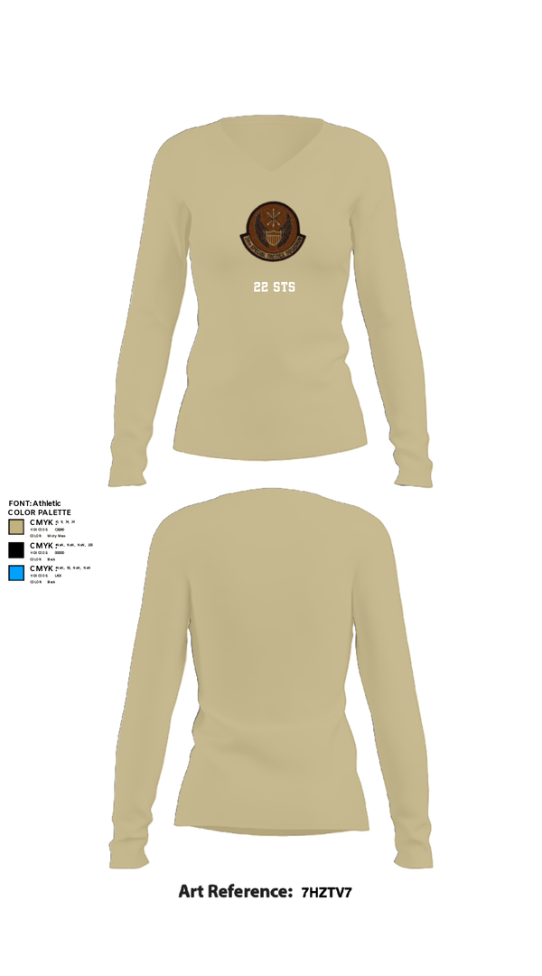 Women's Long Sleeve Vneck Shirt, 22 STS, Air Force, Teamtime, Team time, sublimation, custom sports apparel, team uniforms, spirit wear, spiritwear, sports uniforms, custom shirts, team store, custom team store, fundraiser sports, apparel fundraiser