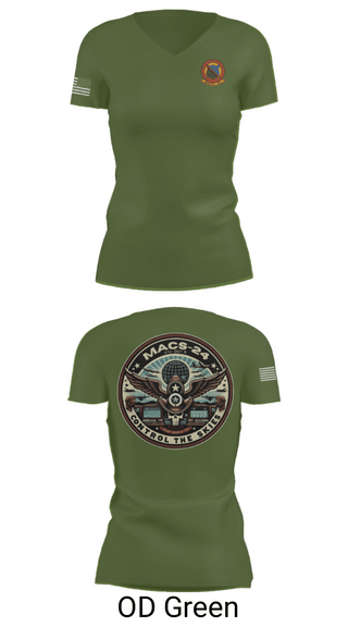 Women's Short Sleeve Vneck Shirt, MACS 24 ATC Detachment A, Marines, Teamtime, Team time, sublimation, custom sports apparel, team uniforms, spirit wear, spiritwear, sports uniforms, custom shirts, team store, custom team store, fundraiser sports, apparel fundraiser