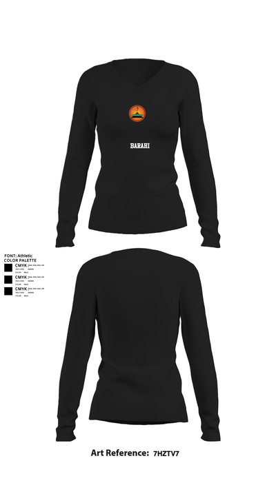 Barahi 39766340 Women's Long Sleeve V-neck Shirt - 10