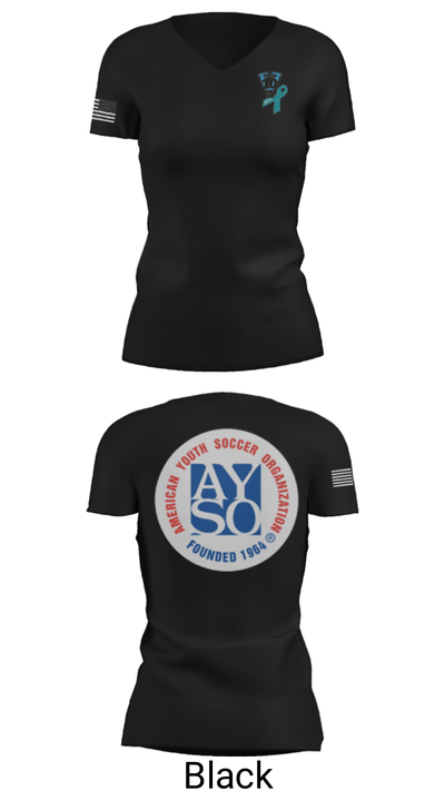AYSO AREA 10V 37411197 Women's Short Sleeve V-neck Shirt - 38