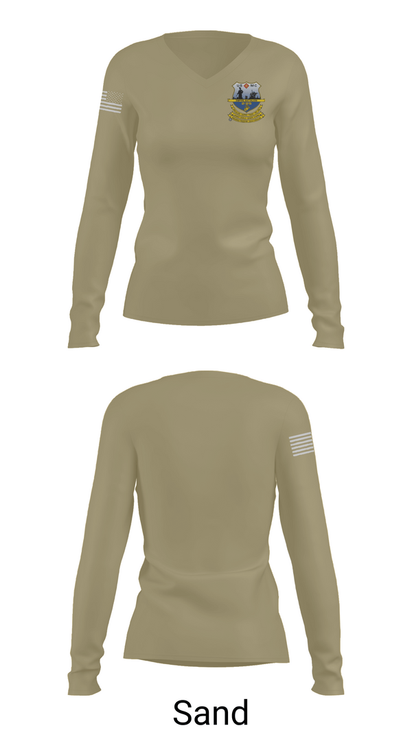 Womens Long Sleeve Vneck Shirt, Echo Co. 2nd battalion, 25th Marine Regiment, , Teamtime, Team time, sublimation, custom sports apparel, team uniforms, spirit wear, spiritwear, sports uniforms, custom shirts, team store, custom team store, fundraiser sports, apparel fundraiser