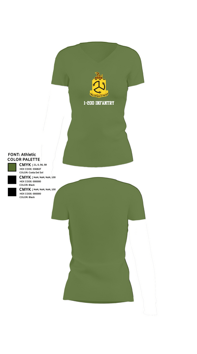 1-200 Infantry 56519387 Women's Short Sleeve V-neck Shirt - 42