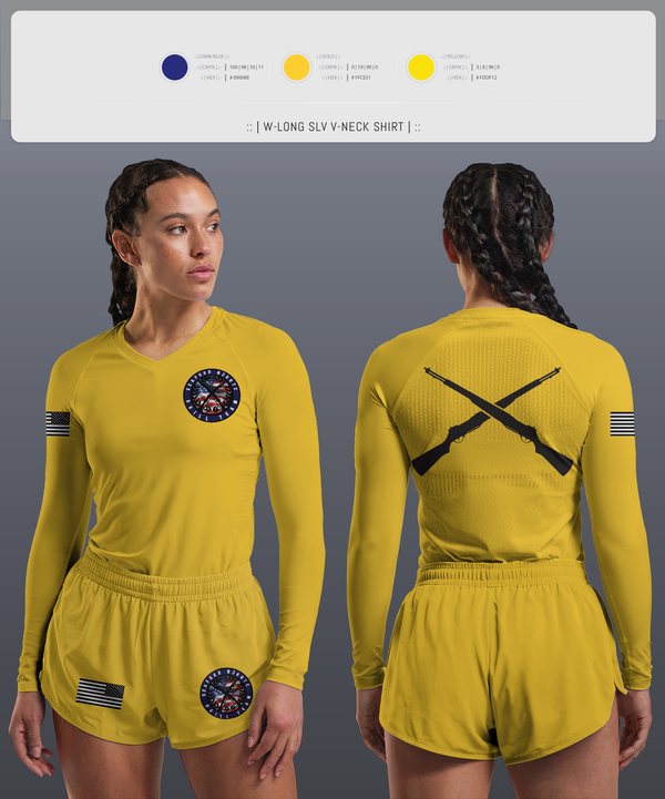 Womens Long Sleeve Vneck Shirt, Seaford NJROTC, Navy, Teamtime, Team time, sublimation, custom sports apparel, team uniforms, spirit wear, spiritwear, sports uniforms, custom shirts, team store, custom team store, fundraiser sports, apparel fundraiser