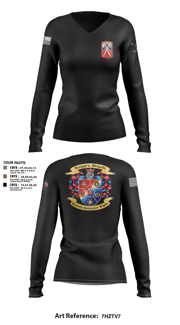 Womens Long Sleeve Vneck Shirt, 16th Sustainment Brigade, Army, Teamtime, Team time, sublimation, custom sports apparel, team uniforms, spirit wear, spiritwear, sports uniforms, custom shirts, team store, custom team store, fundraiser sports, apparel fundraiser