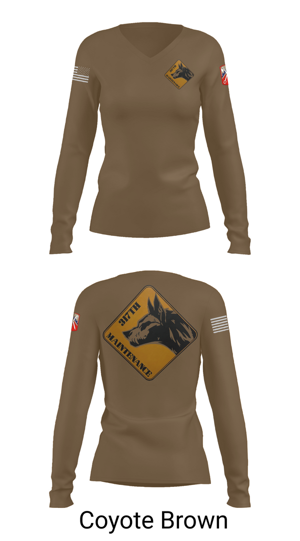 Womens Long Sleeve Vneck Shirt, 317th support maintenance company, Army, Teamtime, Team time, sublimation, custom sports apparel, team uniforms, spirit wear, spiritwear, sports uniforms, custom shirts, team store, custom team store, fundraiser sports, apparel fundraiser