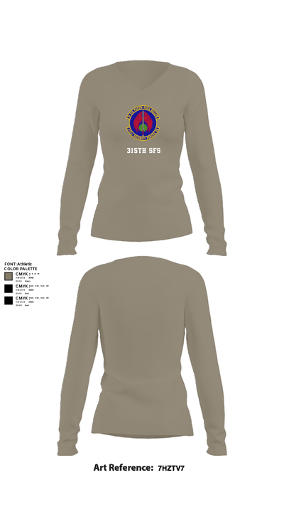 315th SFS 85031138 Women's Long Sleeve V-neck Shirt - 62