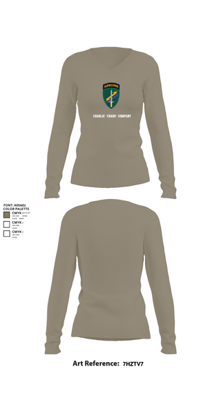 Womens Long Sleeve Vneck Shirt, Charlie “Chaos” Company, , Teamtime, Team time, sublimation, custom sports apparel, team uniforms, spirit wear, spiritwear, sports uniforms, custom shirts, team store, custom team store, fundraiser sports, apparel fundraiser