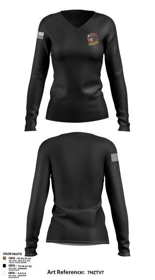 Womens Long Sleeve Vneck Shirt 1, C BTRY, 5-4 ADAR, Army, Teamtime, Team time, sublimation, custom sports apparel, team uniforms, spirit wear, spiritwear, sports uniforms, custom shirts, team store, custom team store, fundraiser sports, apparel fundraiser