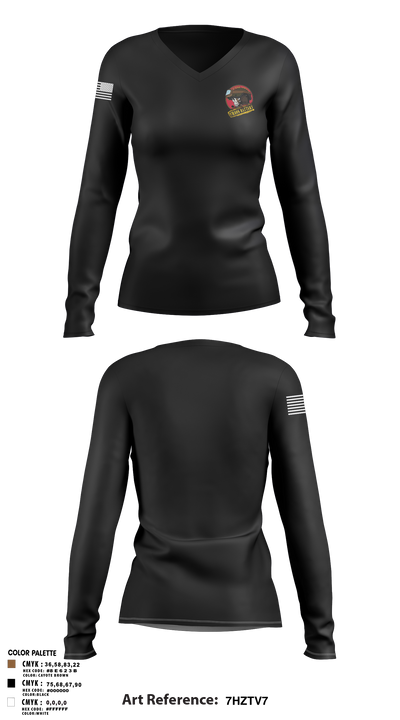 C BTRY, 5-4 ADAR Women's Long Sleeve V-neck Shirt -1 3