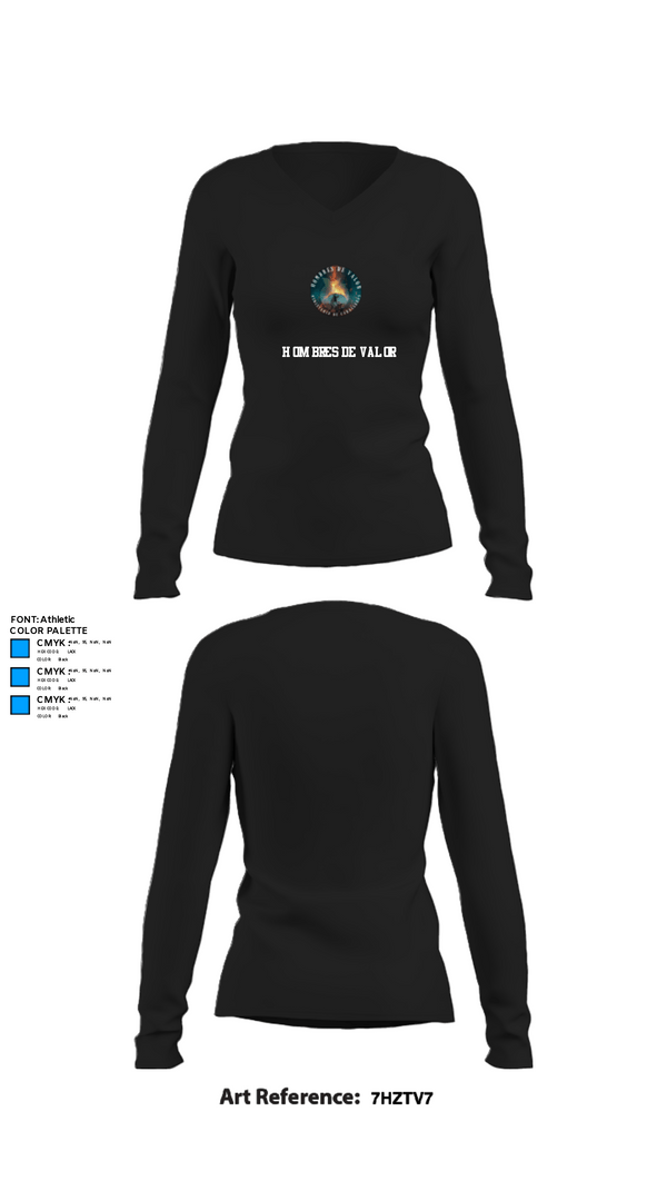 Womens Long Sleeve Vneck Shirt, Hombres de Valor, , Teamtime, Team time, sublimation, custom sports apparel, team uniforms, spirit wear, spiritwear, sports uniforms, custom shirts, team store, custom team store, fundraiser sports, apparel fundraiser