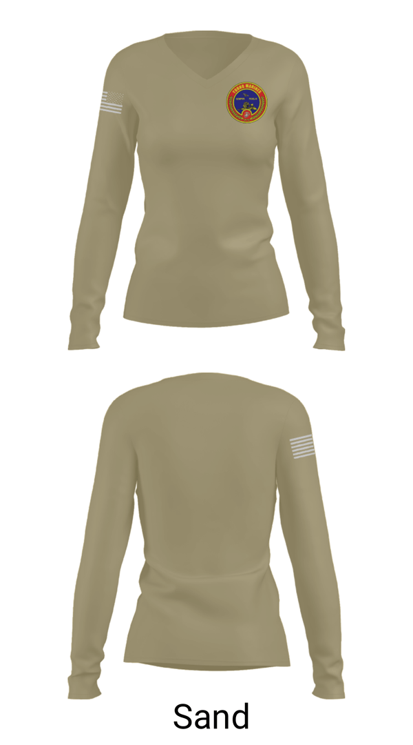 Women's Long Sleeve Vneck Shirt, Fort meade, Marines, Teamtime, Team time, sublimation, custom sports apparel, team uniforms, spirit wear, spiritwear, sports uniforms, custom shirts, team store, custom team store, fundraiser sports, apparel fundraiser