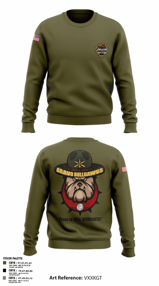 Crew Neck Sweatshirt, Bravo Bulldawgs 3-6 ADARBulldawgs Battery, Army, Teamtime, Team time, sublimation, custom sports apparel, team uniforms, spirit wear, spiritwear, sports uniforms, custom shirts, team store, custom team store, fundraiser sports, apparel fundraiser