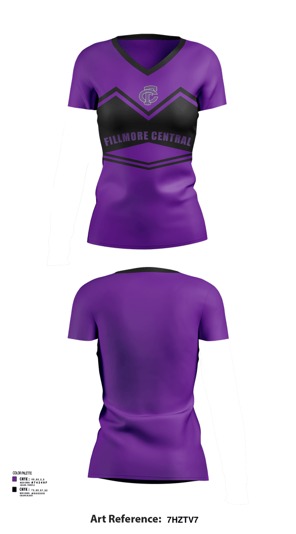 Womens Short Sleeve Vneck Shirt, Fillmore Central High School Cheer, Cheer, Teamtime, Team time, sublimation, custom sports apparel, team uniforms, spirit wear, spiritwear, sports uniforms, custom shirts, team store, custom team store, fundraiser sports, apparel fundraiser
