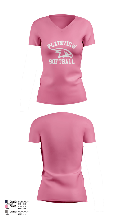 Plainview Softball 28664067 Women's Short Sleeve V-neck Shirt - 2