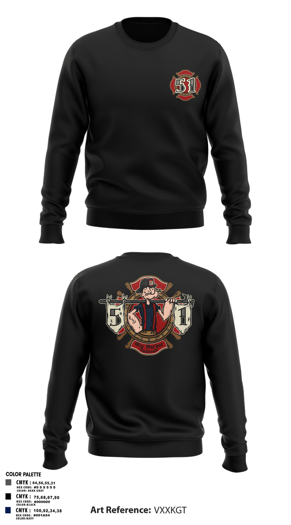 Crew Neck Sweatshirt, Station 51, Fire Department, Teamtime, Team time, sublimation, custom sports apparel, team uniforms, spirit wear, spiritwear, sports uniforms, custom shirts, team store, custom team store, fundraiser sports, apparel fundraiser