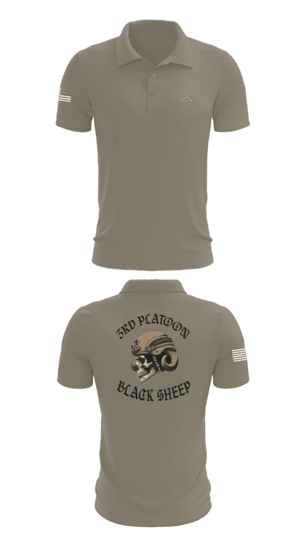Short Sleeve Performance Polo, 3rd PLT Black Sheep, Army, Teamtime, Team time, sublimation, custom sports apparel, team uniforms, spirit wear, spiritwear, sports uniforms, custom shirts, team store, custom team store, fundraiser sports, apparel fundraiser