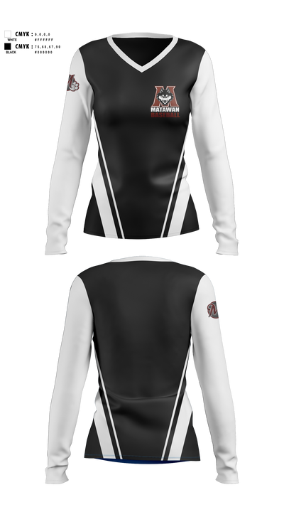 Matawan Huskies 91984633 Women's Long Sleeve V-neck Shirt - 2