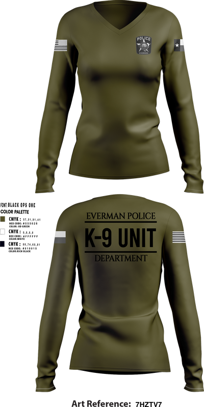 K9-Unit 77212274 Women's Long Sleeve V-neck Shirt - 2
