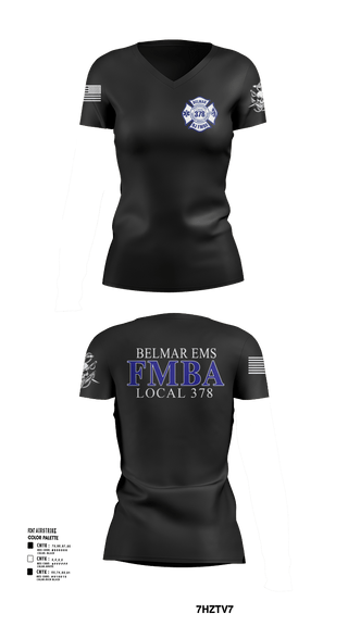 Womens Short Sleeve Vneck Shirt, Belmar FMBA, Fire Department, Teamtime, Team time, sublimation, custom sports apparel, team uniforms, spirit wear, spiritwear, sports uniforms, custom shirts, team store, custom team store, fundraiser sports, apparel fundraiser