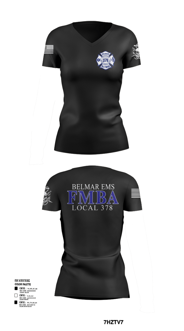 Womens Short Sleeve Vneck Shirt, Belmar FMBA, Fire Department, Teamtime, Team time, sublimation, custom sports apparel, team uniforms, spirit wear, spiritwear, sports uniforms, custom shirts, team store, custom team store, fundraiser sports, apparel fundraiser