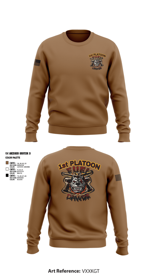 Crew Neck Sweatshirt, Fuel Dawgs, Army, Teamtime, Team time, sublimation, custom sports apparel, team uniforms, spirit wear, spiritwear, sports uniforms, custom shirts, team store, custom team store, fundraiser sports, apparel fundraiser