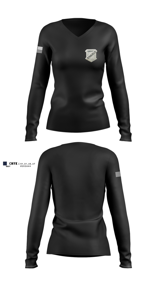 Womens Long Sleeve Vneck Shirt, Swampscott Police, Police, Teamtime, Team time, sublimation, custom sports apparel, team uniforms, spirit wear, spiritwear, sports uniforms, custom shirts, team store, custom team store, fundraiser sports, apparel fundraiser
