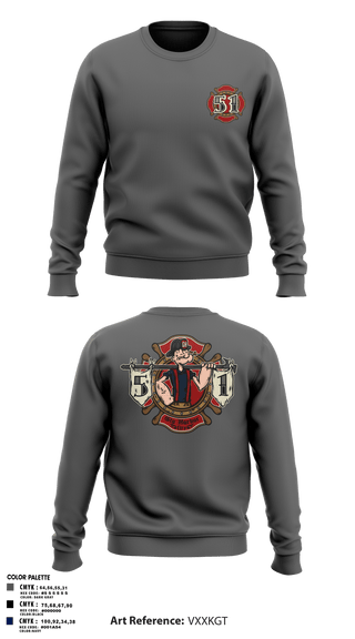 Crew Neck Sweatshirt, Station 51, Fire Department, Teamtime, Team time, sublimation, custom sports apparel, team uniforms, spirit wear, spiritwear, sports uniforms, custom shirts, team store, custom team store, fundraiser sports, apparel fundraiser