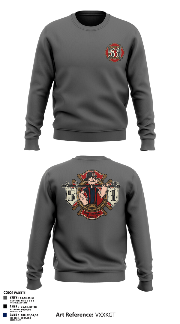 Crew Neck Sweatshirt, Station 51, Fire Department, Teamtime, Team time, sublimation, custom sports apparel, team uniforms, spirit wear, spiritwear, sports uniforms, custom shirts, team store, custom team store, fundraiser sports, apparel fundraiser