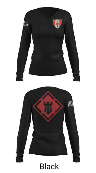 Womens Long Sleeve Vneck Shirt, 46th Engineer Battalion, Army, Teamtime, Team time, sublimation, custom sports apparel, team uniforms, spirit wear, spiritwear, sports uniforms, custom shirts, team store, custom team store, fundraiser sports, apparel fundraiser